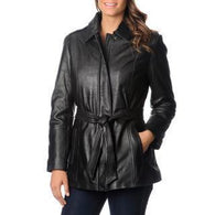 Belted Women Leather Coats - Xosack