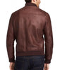 Men Bomber Leather Jackets: Dark Brown