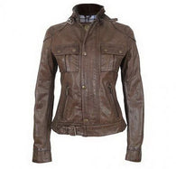 Doublepocket Women Classic Leather Jackets - Xosack