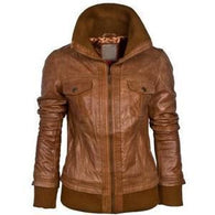 Mekkway Women Bomber Leather Jackets - Xosack