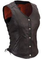 Side Lace Women Leather Vests - Xosack