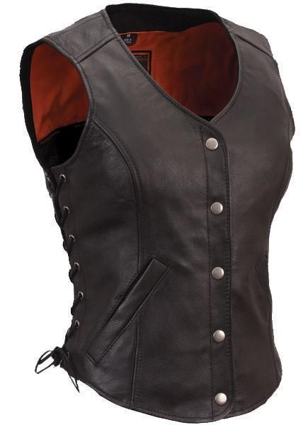 Side Lace Women Leather Vests - Xosack