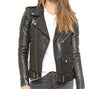 Stripes Women Biker Leather Jackets - Xosack