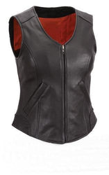 Zipper front Women Leather Vests - Xosack