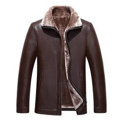 Thickening Warm Windbreak Lamb Fur Collar mens leather Jackets and Coat