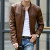 Leather jacket men fashion stand collar pilot sheepskin coat