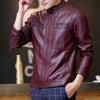 Leather jacket men fashion stand collar pilot sheepskin coat