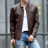 Leather jacket men fashion stand collar pilot sheepskin coat