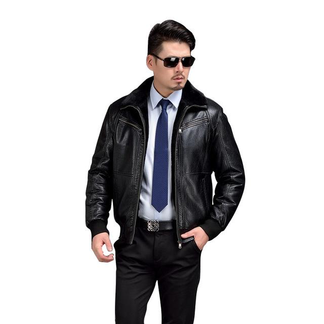AIBIANOCEL Mens Winter Leather Jacket