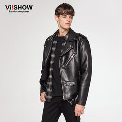 VIISHOW NEW Brand Men Motorcycle Leather Jacket