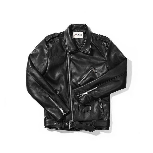 VIISHOW NEW Brand Men Motorcycle Leather Jacket