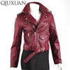 QIUXUAN Women PU Leather Jacket