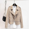 JUANTALK Fashion Spring Autumn Women Soft Faux Washed Leather Jacket