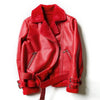 Black Red Women Faux Leather Jacket