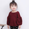 Girls Solid Lantern Sleeve Shirt Tops Outfits Clothes