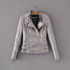 Waist Zippers Draped Cross Fashion Women Black Slim Leather Jacket
