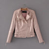 Waist Zippers Draped Cross Fashion Women Black Slim Leather Jacket