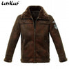 Letskeep New Mens Winter PU Leather jacket