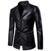 Mens Gothic Solid Color Leather Blazer