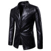 Mens Gothic Solid Color Leather Blazer