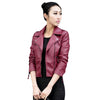 Women PU Leather Jacket Slim Motorcycle Zipper
