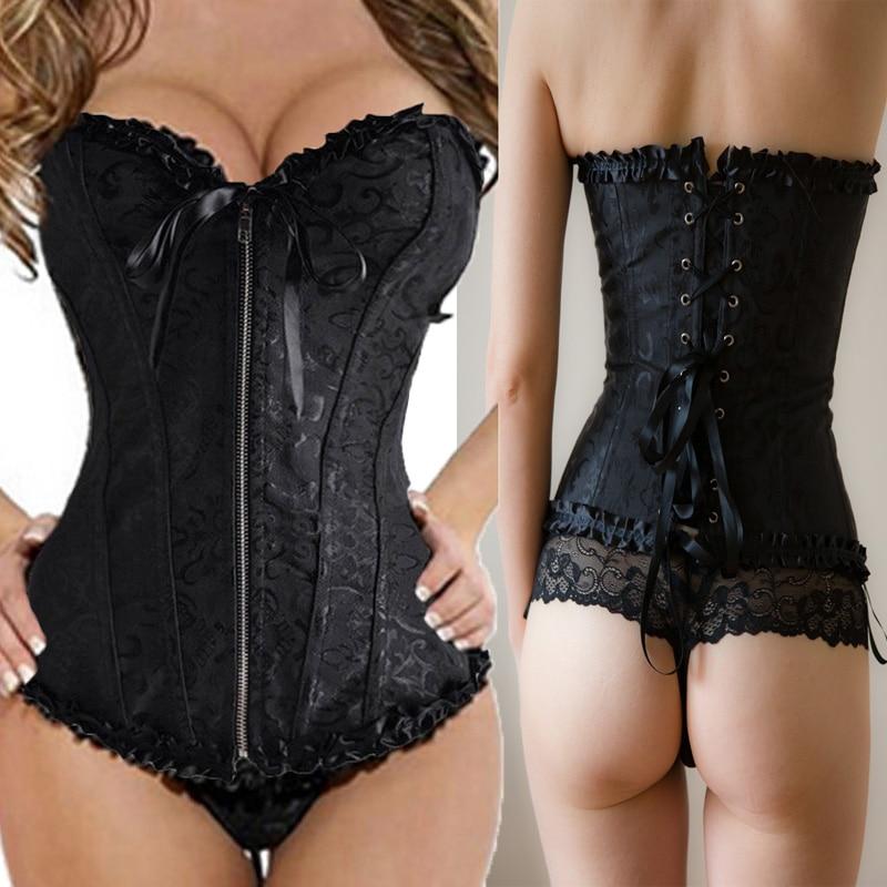 Women Halloween Zipper Bustier Top Corset