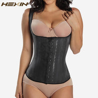 HEXIN Black 4 Rows Hooks Latex Waist Cincher